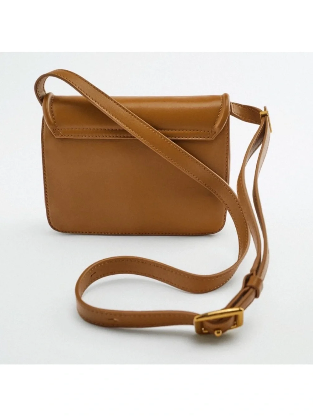 Zara Tan Brown Leather Crossbody Bag